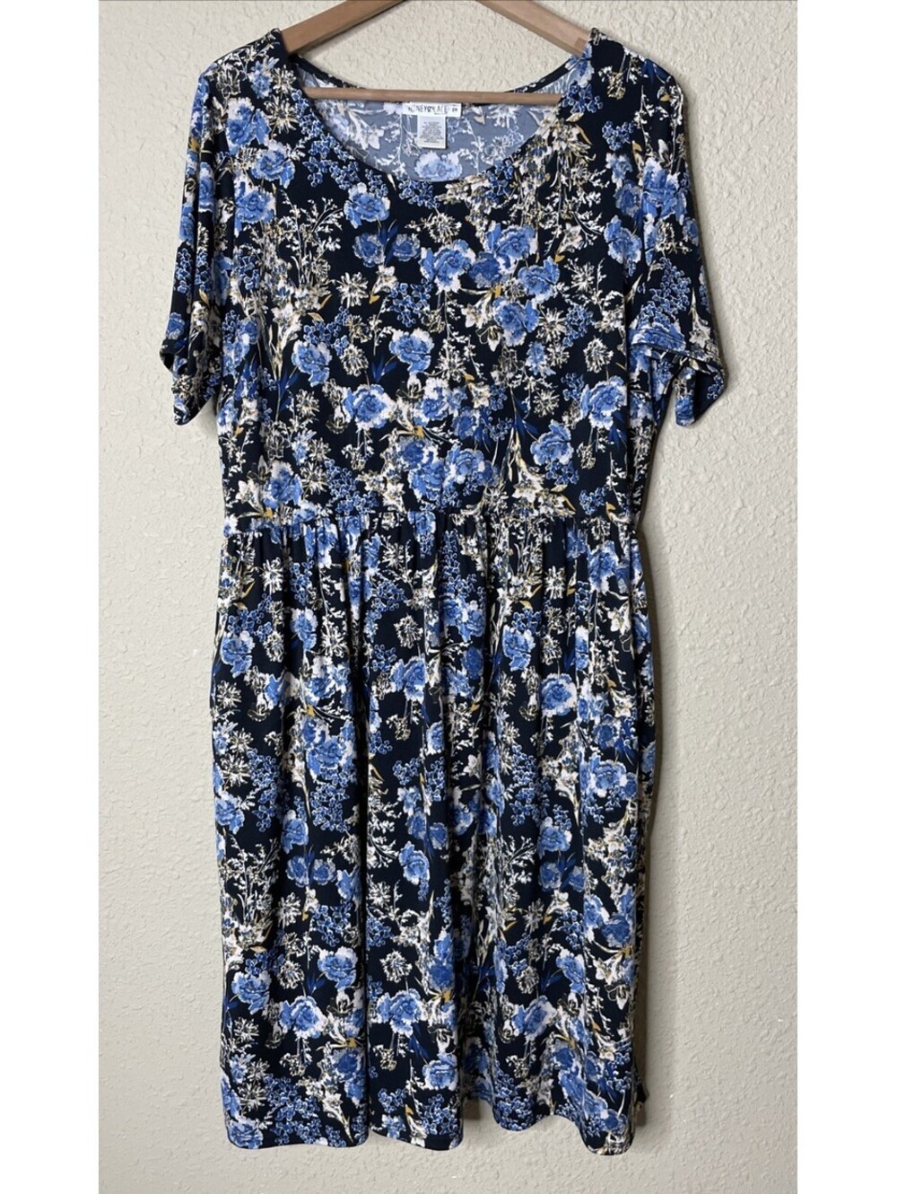 Honey & Lace Windsor Dress Short Sleeve Size 2X Elastic Waist Pockets Floral
